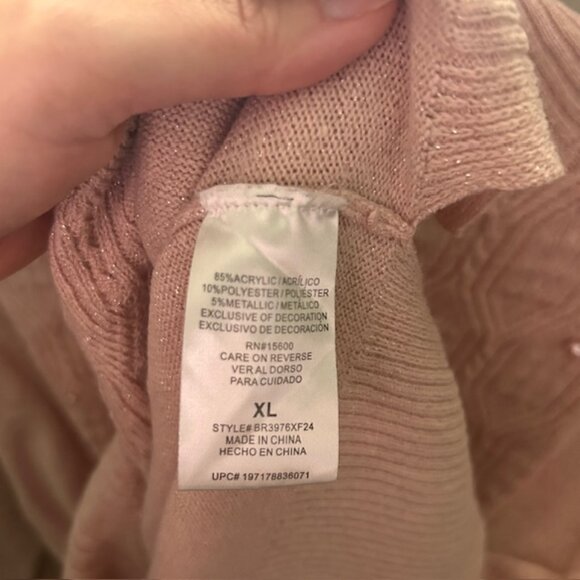 Briggs soft blush pink mock neck sweater with pearl detailing size XL - Picture 2 of 9